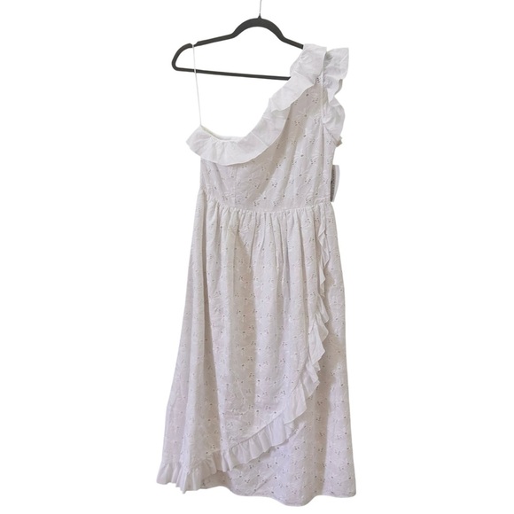 NWT Batsheva Jude One Shoulder Ruffle White Maxi Dress Size 10 - Picture 5 of 13